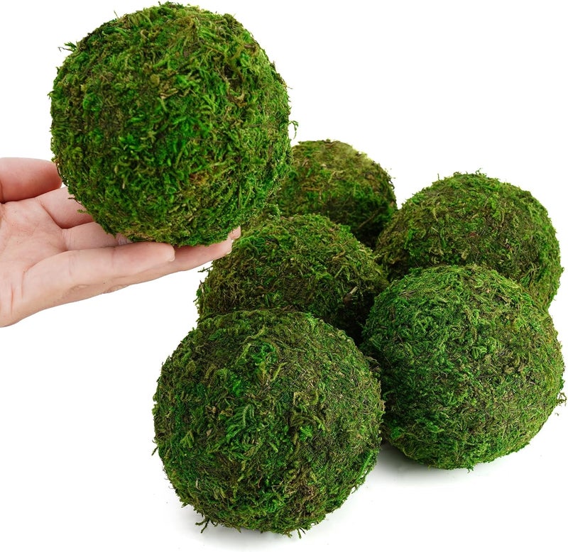 BYHER Decorative Moss Balls Set - Fake Moss Balls for Bowl Fillers, Centerpiece Decor, Home Decor, Vase Filler, Wedding Decor, Table Arrangement, Coffee Accents, DIY Crafts (Large - 3.2"-Set of 6) - Image 2